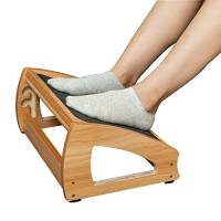 StrongTek Poggiapiedi ergonomico sotto la scrivania, 3 altezze regolabili in legno, grande superficie antiscivolo, migliora la postura e la circolazione sanguigna, fino a 180 kg (naturale)
